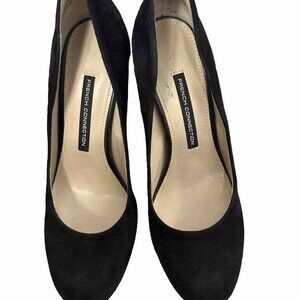 French Connection Solid Black Size 38.5 US 8 Suede Closed Toe Cone Heel